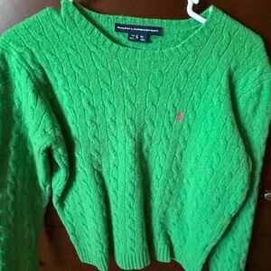 Ralph Lauren Bright Green Cable Knit Sweater